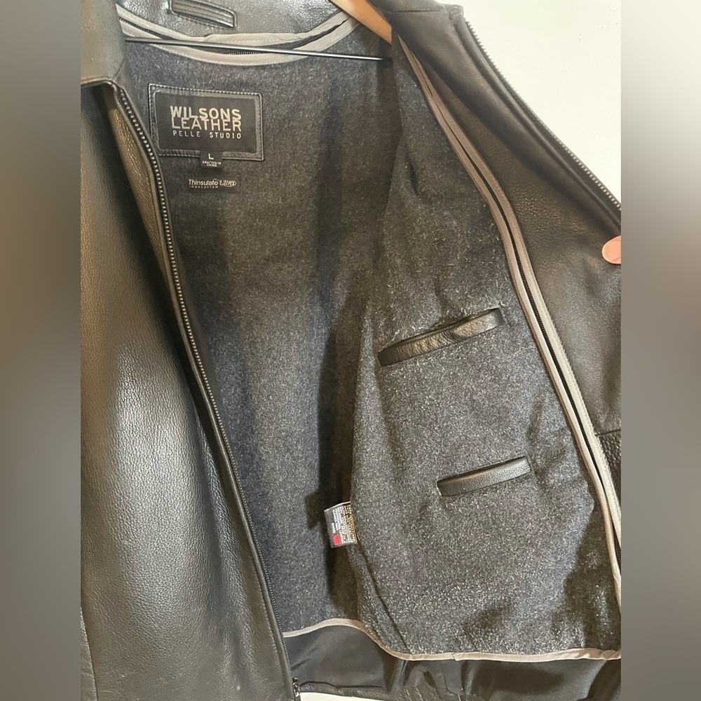 Wilsons Thinsulate Ultra Insulation Pelle Black Leather Bomber Jacket MSRP $315 - Picture 3 of 12